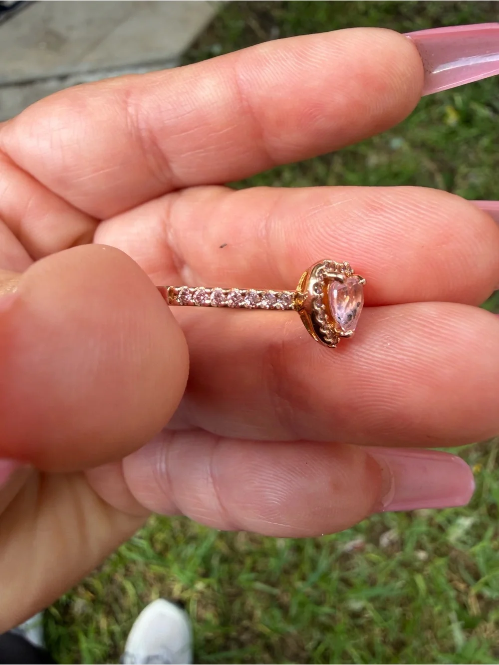Pandora Rose Gold Heart Ring with Pavé Accent